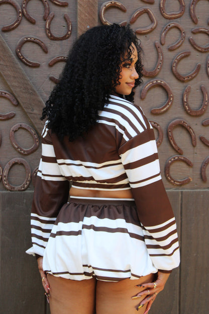 Cream & Cognac Mini Skirt Set
